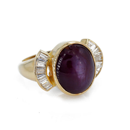 Yellow Star Ruby Ring 14K Gold
