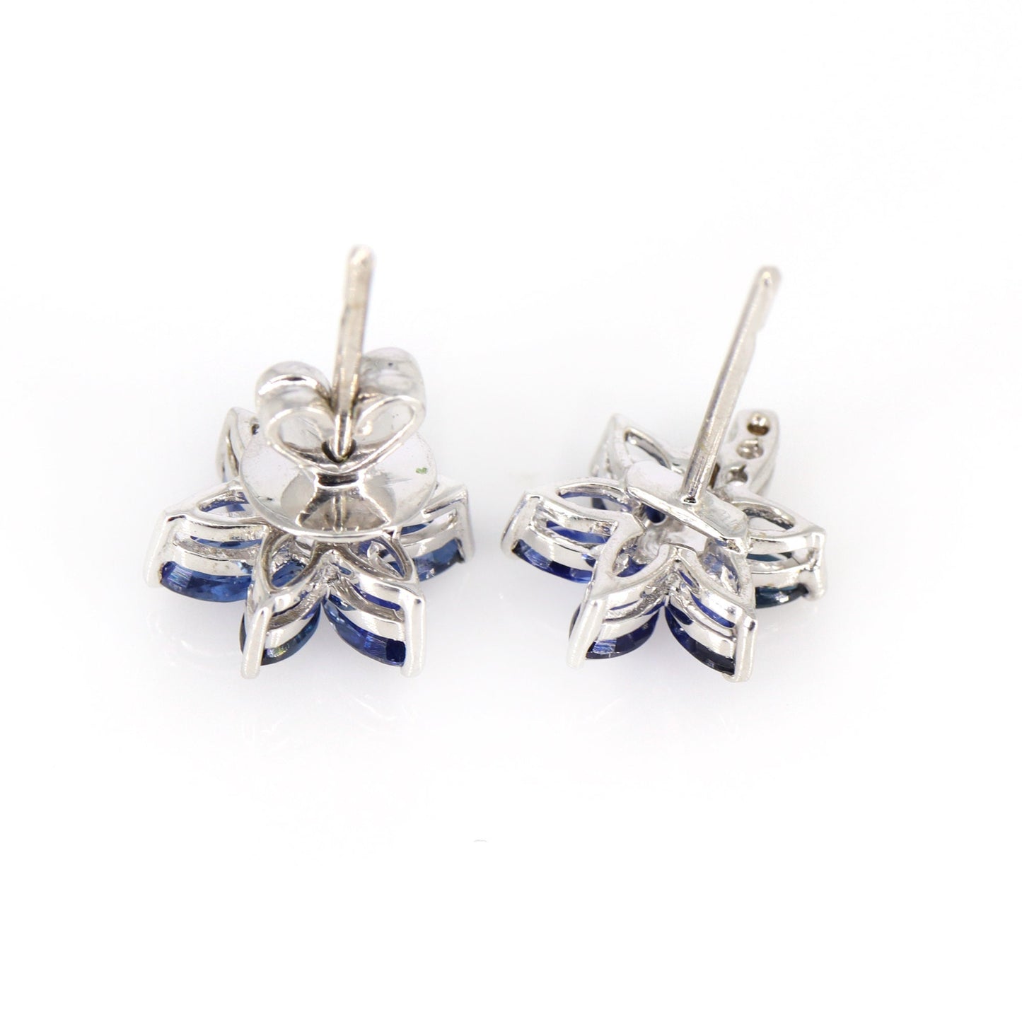 Flower Design Ruby/Blue Sapphire Earring 14K Gold