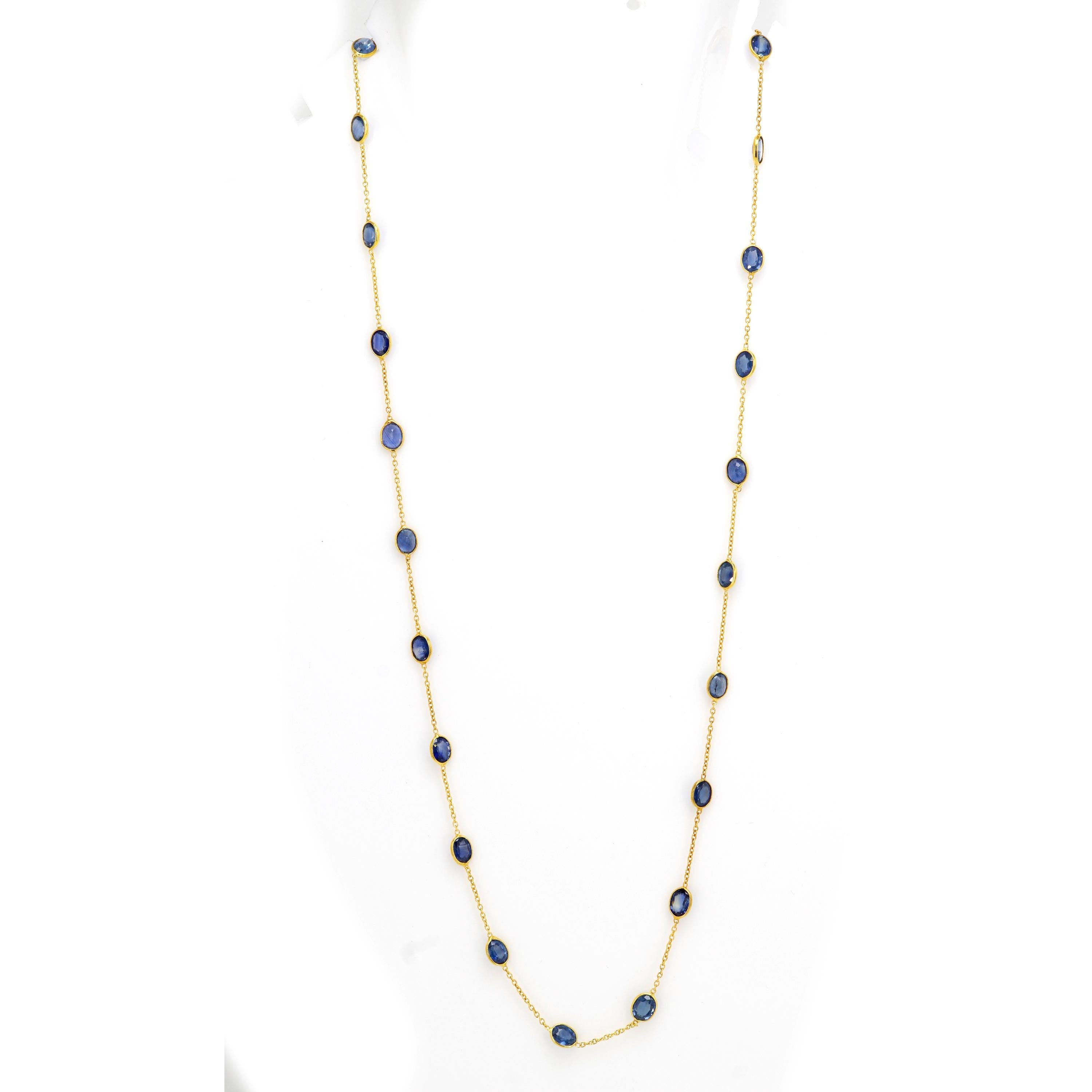 Sapphire Chain Sapphire Chain Blue Color Chain Daily Wear Handmade Deep Blue Color Chain Best Friend 14K Gold