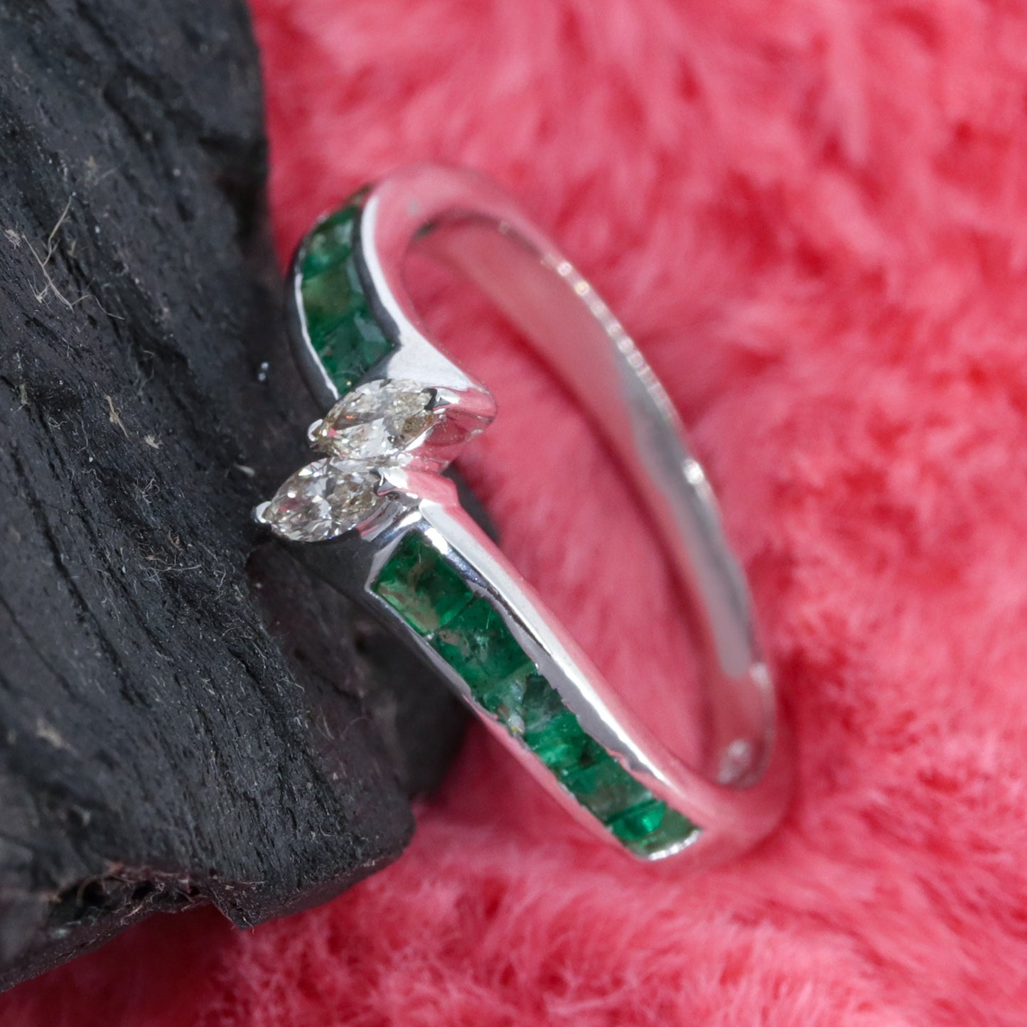 Marquise Cut Emerald Ruby Sapphire Ring Silver
