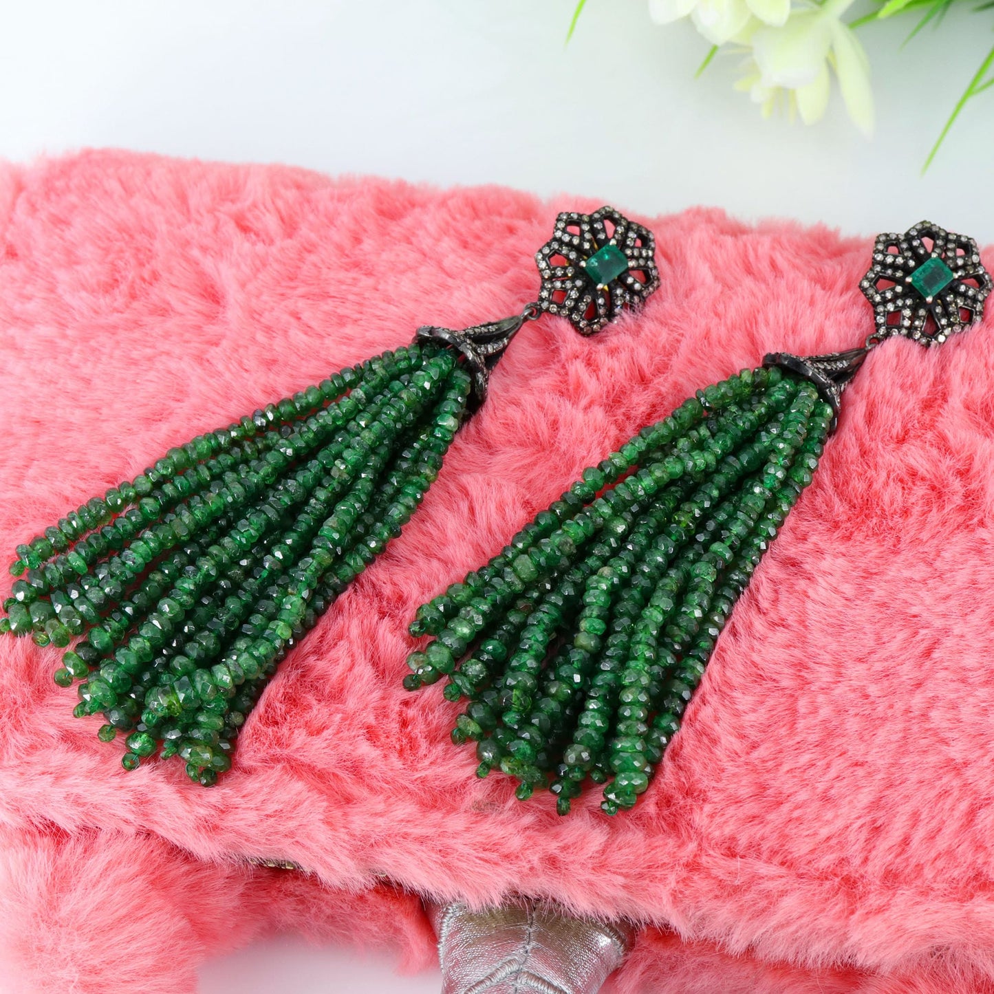Emerald Tsavorite Earring