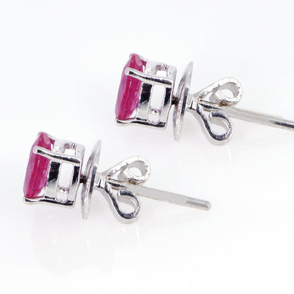 1.26 Ruby Studs Yellow/White Dainty Ruby Studs 6X5Mm Genuine Ruby Tiny Ruby Push Back Studs 18K Gold