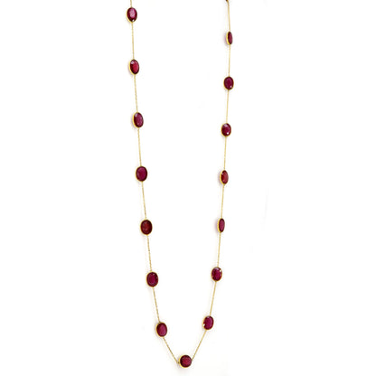 Yellow Red Ruby Necklace 14K Gold