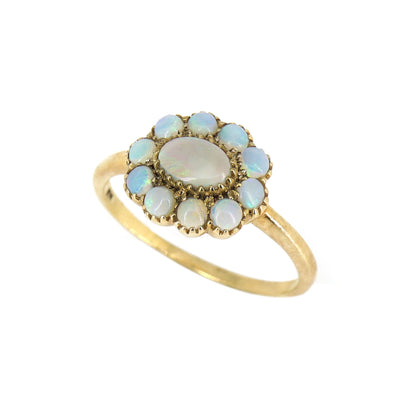 Flower Style Opal Band Ethiopian Opal Ring Gold
