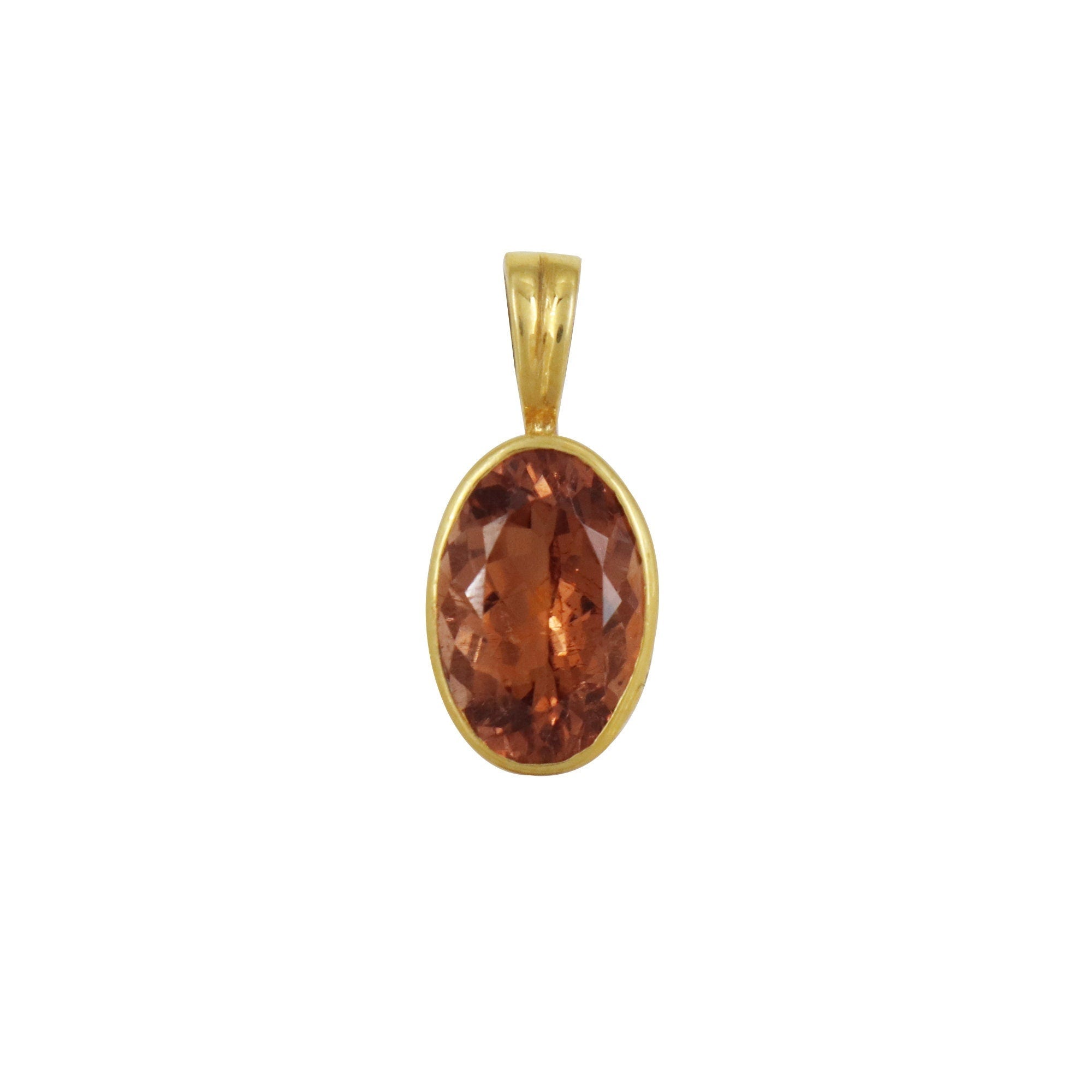 Yellow Orange Tourmaline Pendant 18K Gold
