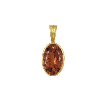 Yellow Orange Tourmaline Pendant 18K Gold