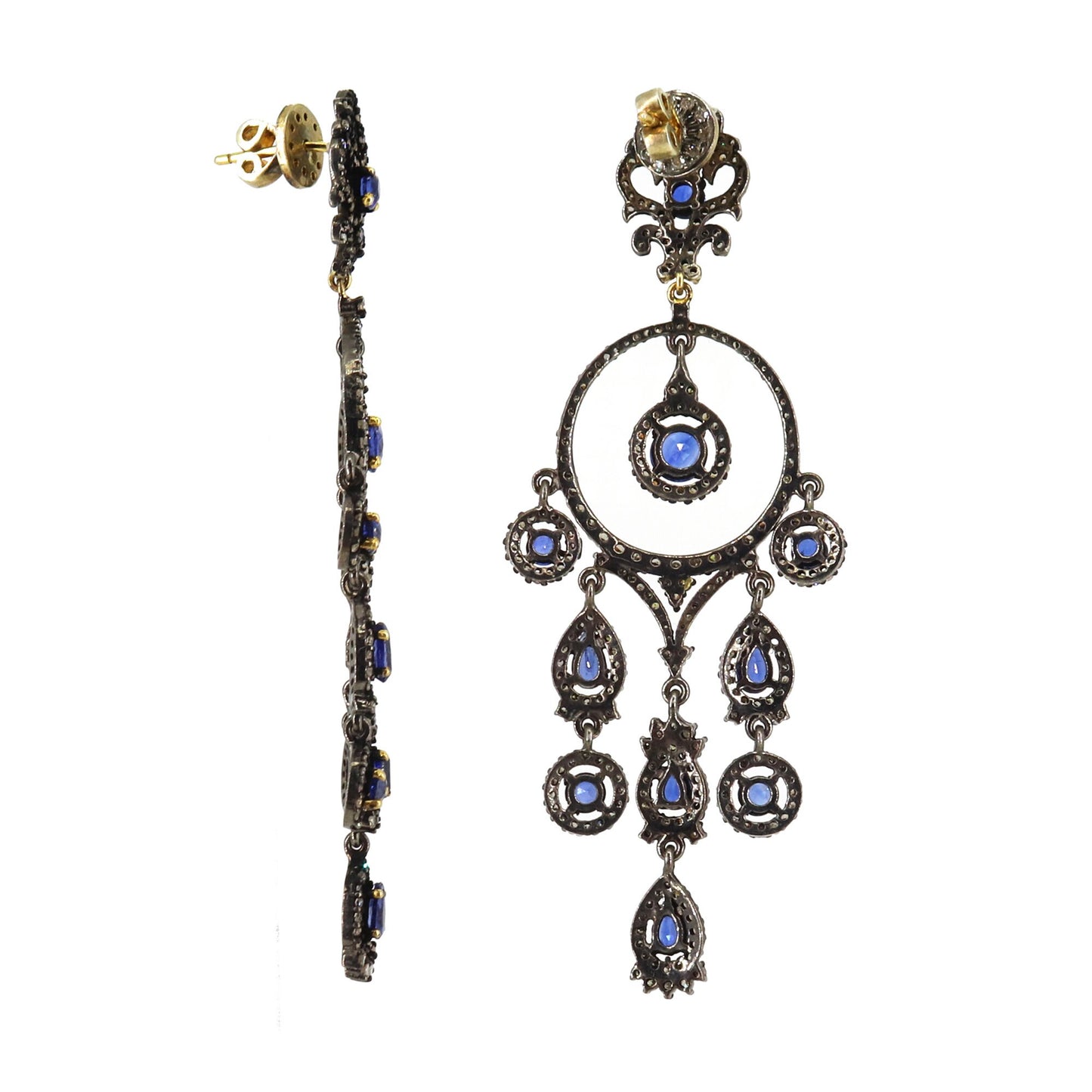 Victorian Blue Kyanite Earring Gold