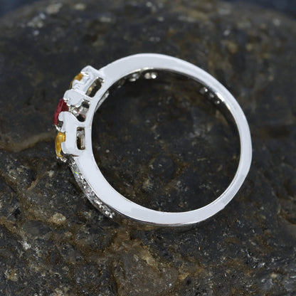 Square Cut Tourmaline American Ring Silver