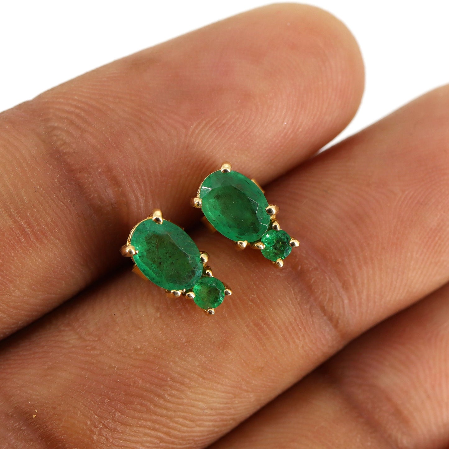 Real Studs May Emerald Stud Minimalist Earring 14K Gold