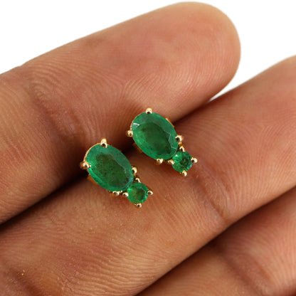 Real Studs May Emerald Stud Minimalist Earring 14K Gold
