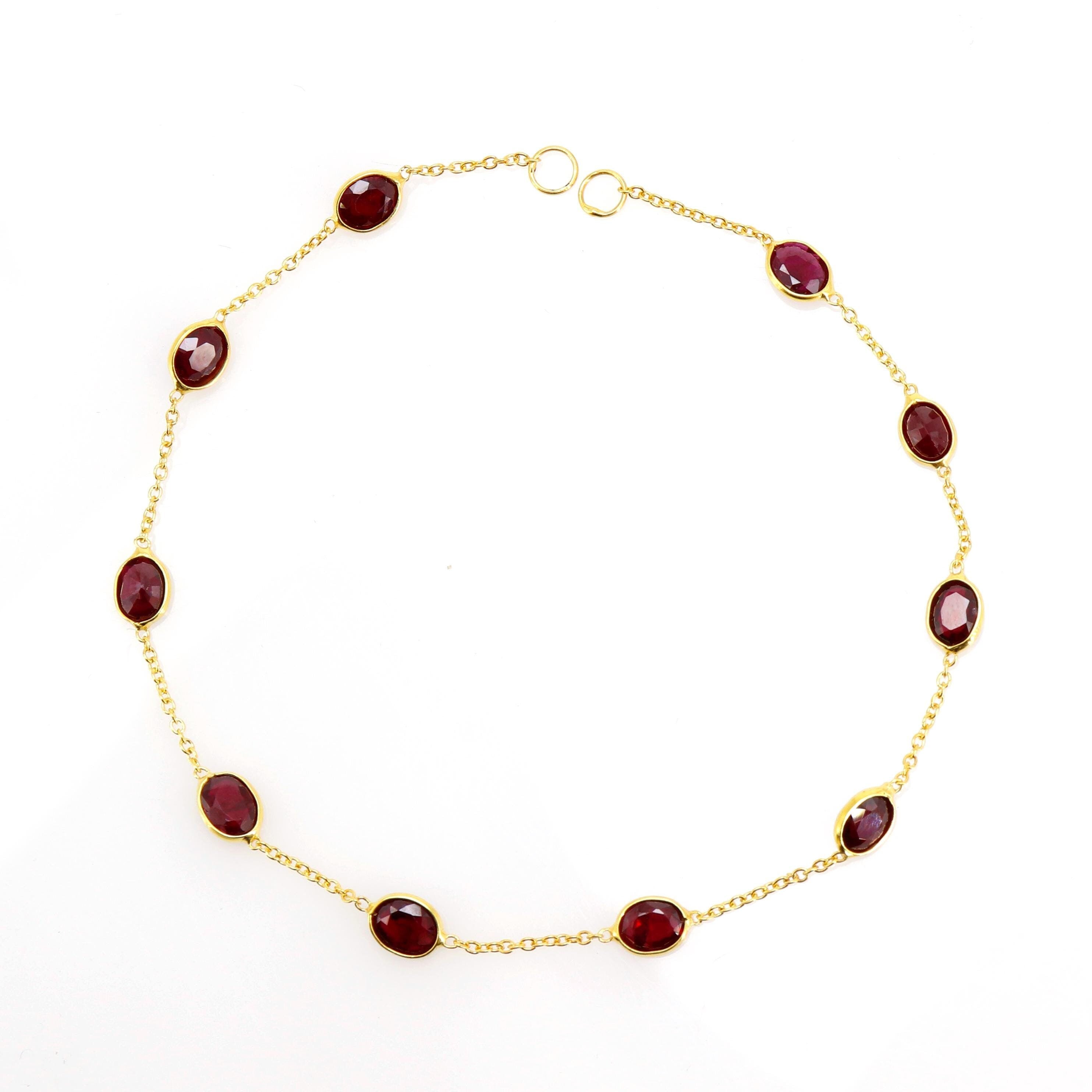 Women Ruby Bracelet 14K Gold