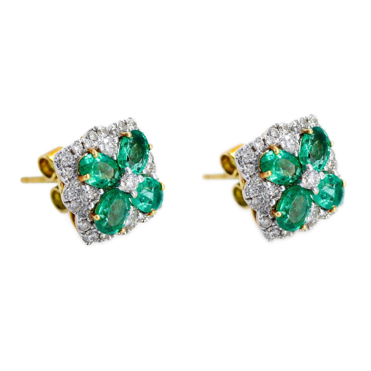 Oval Shape Emerald Stone Earring 18K Gold