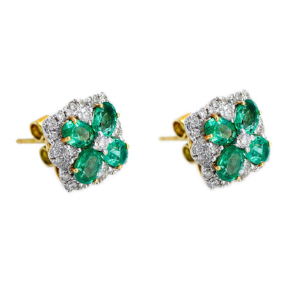 Oval Shape Emerald Stone Earring 18K Gold