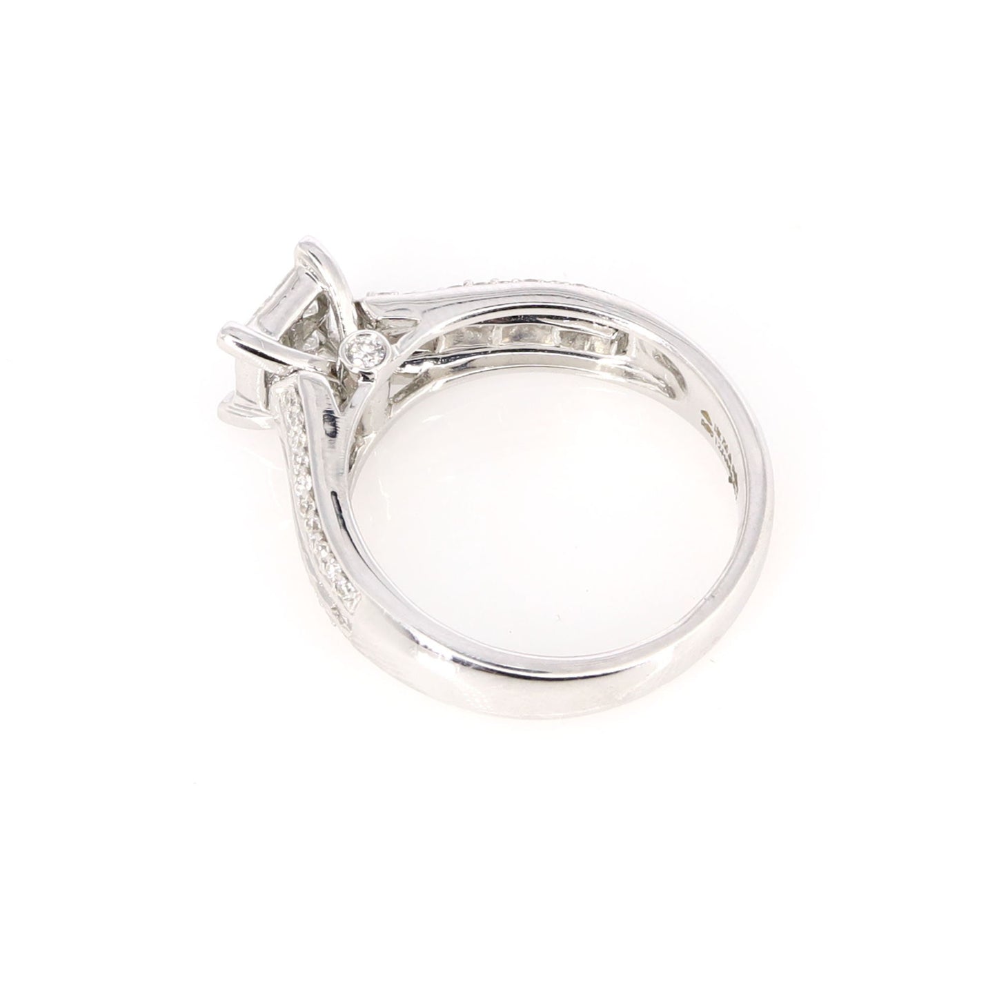 White Stunner Over 1.01 Carats Invisible Princess Cut Ring 18K Gold