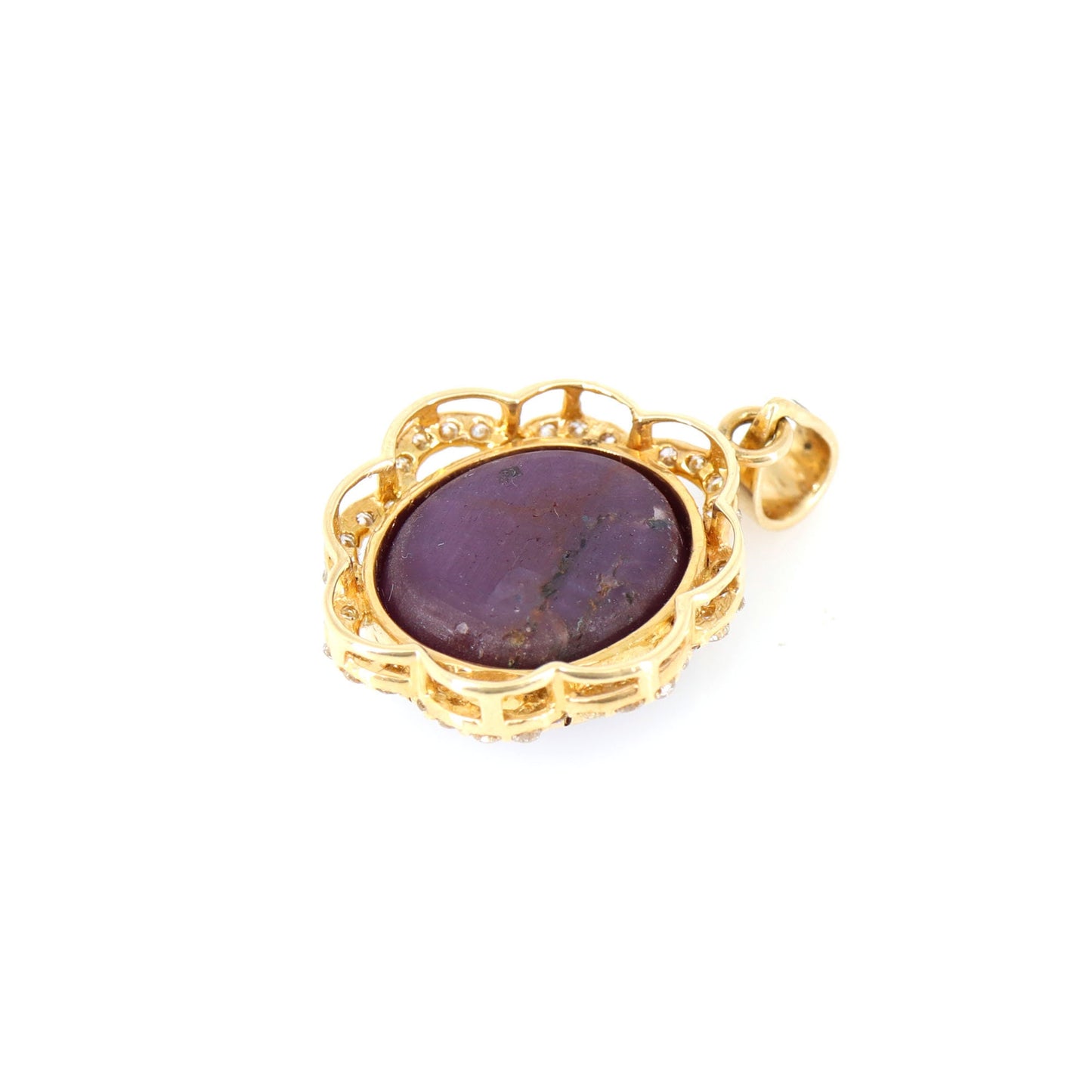 Antique Style Yellow Star Ruby Pendant 14K Gold