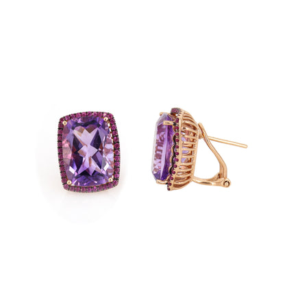 Large Amethyst Ruby Earring 18K Gold