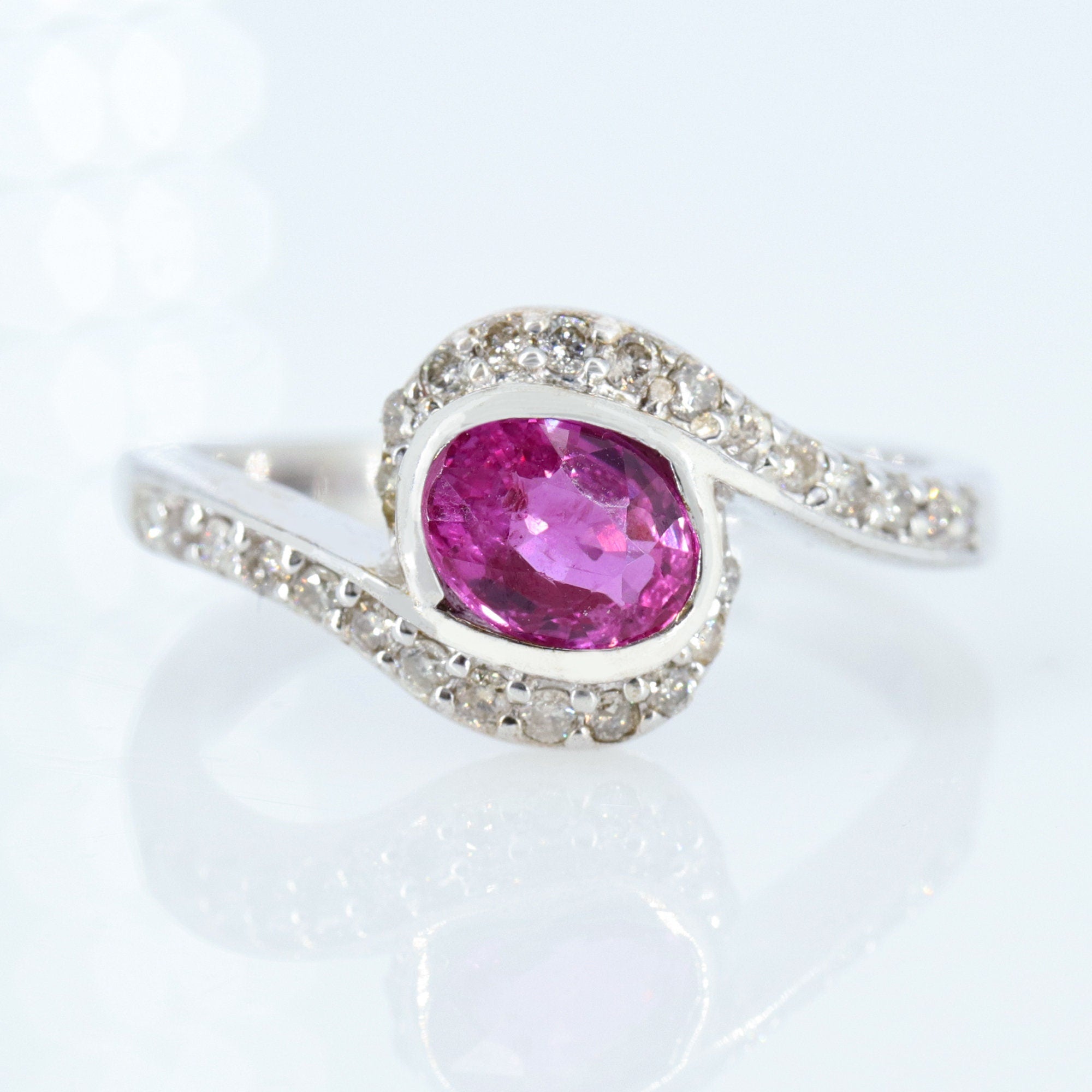 Oval Cut Ruby Ring Silver