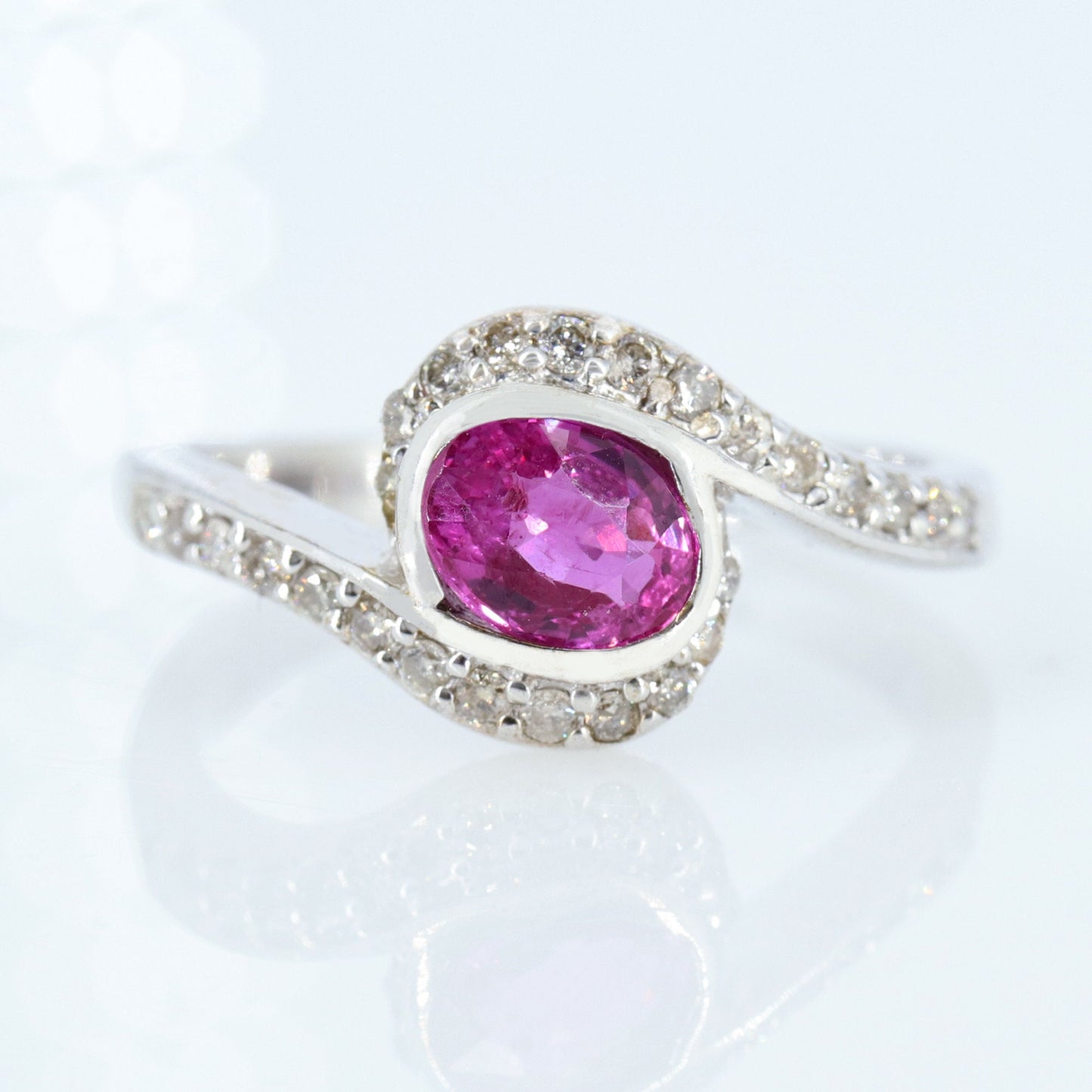 Oval Cut Ruby Ring Silver