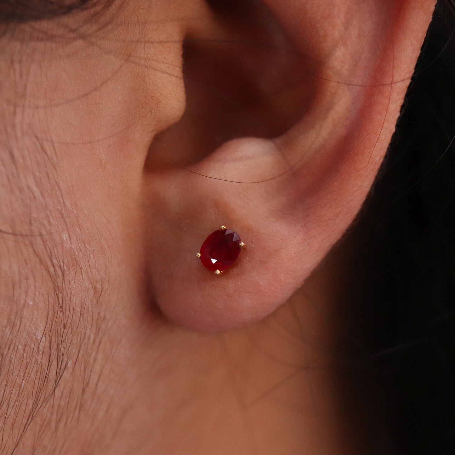 Ruby Halo Earring 18K Gold