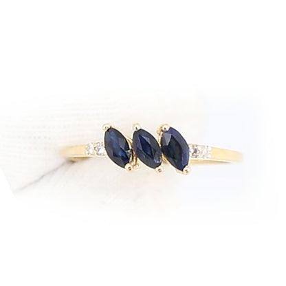 Marquise Blue Sapphire Ring 14K Gold
