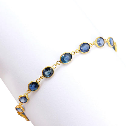 Handmade Blue Sapphire Bracelet 14K Gold