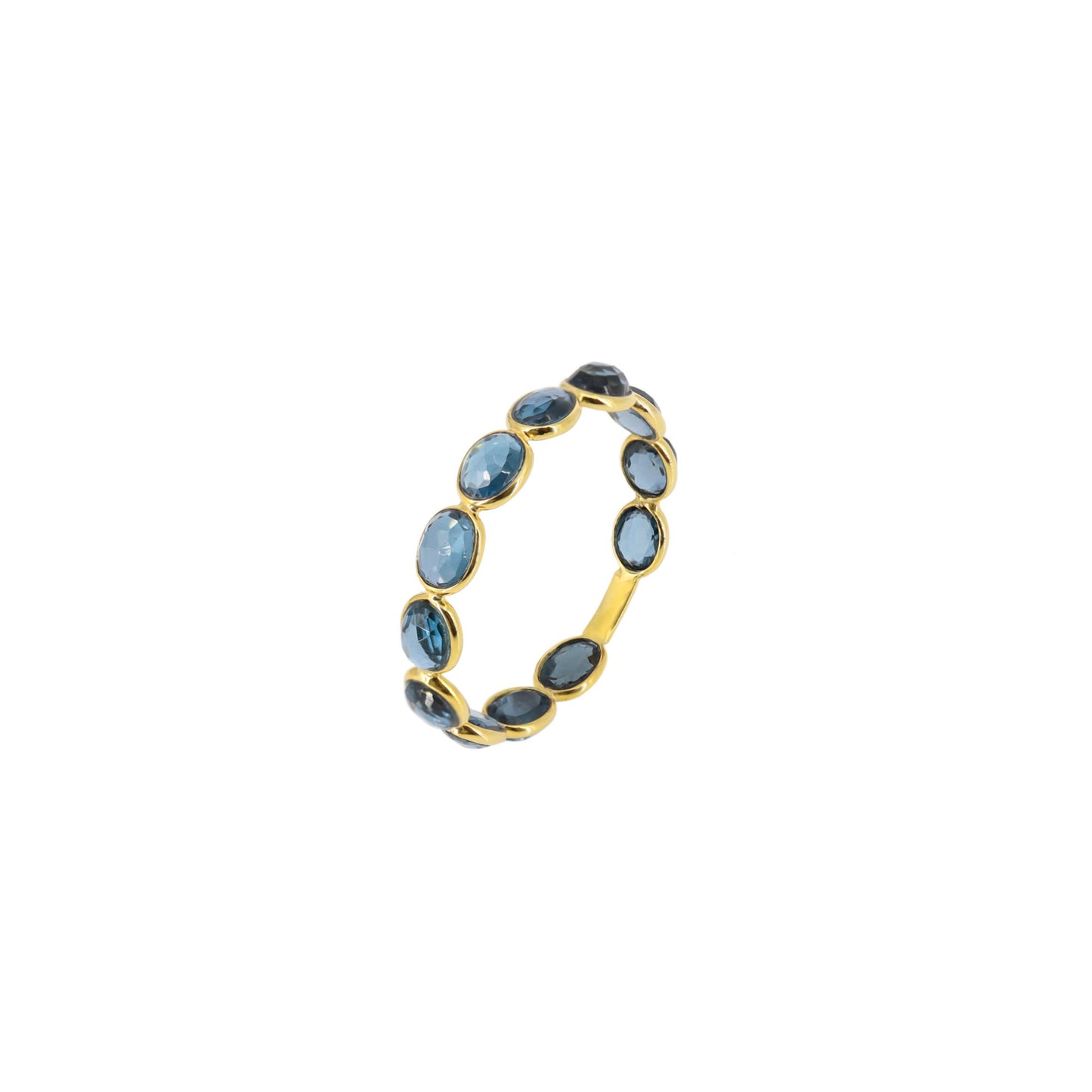 London Blue Topaz Semi Precious Stone Band Ring