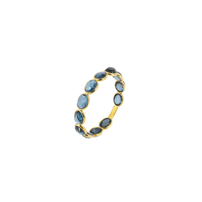 London Blue Topaz Semi Precious Stone Band Ring