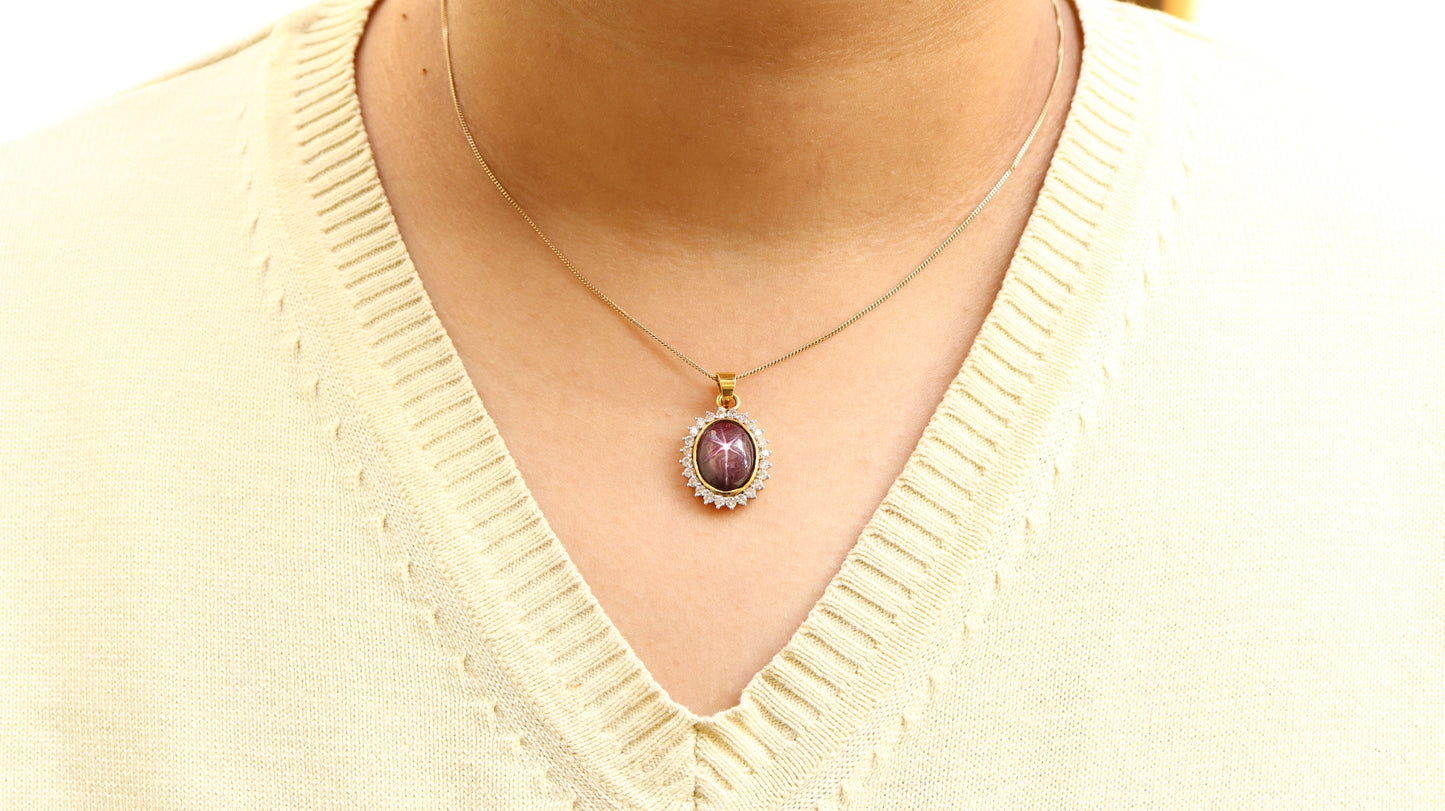 Yellow Vintage Design Ruby Pendant 14K Gold
