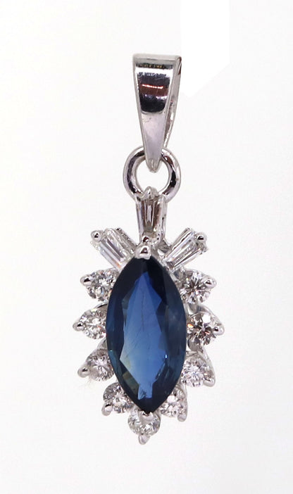 Blue Sapphire White Pendent White Pendant 18K Gold