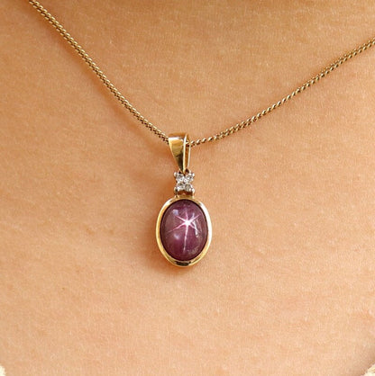 Star Ruby Pendant 14K Gold