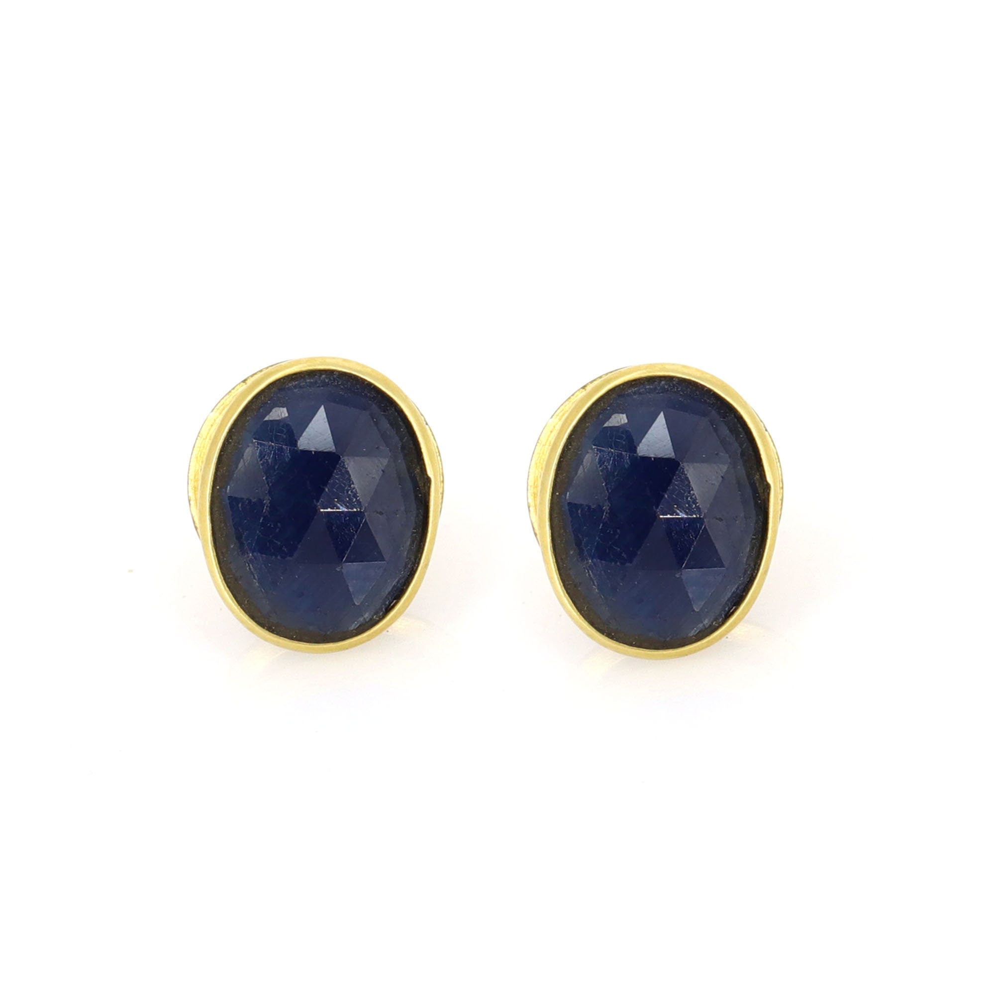 Rose Cut Blue Sapphire Earring 18K Gold