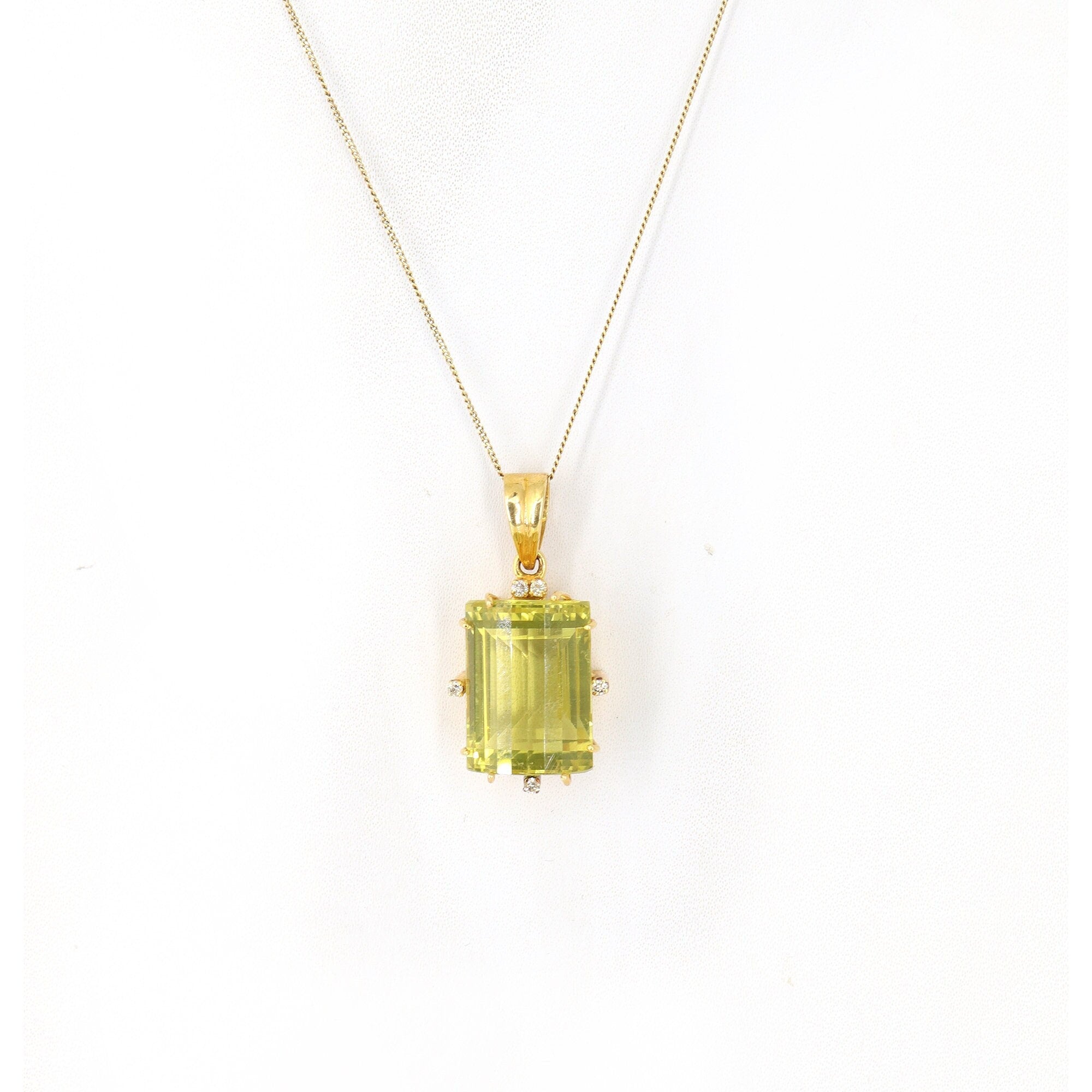 Large Lemon Quartz Pendant 18K Gold