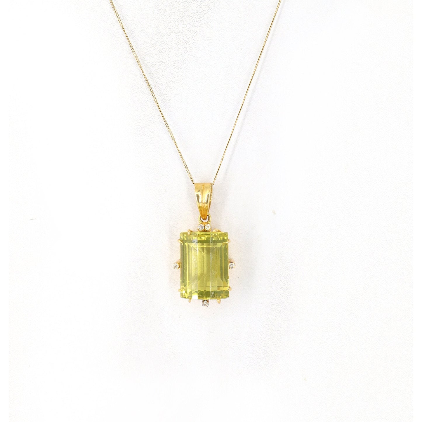 Large Lemon Quartz Pendant 18K Gold