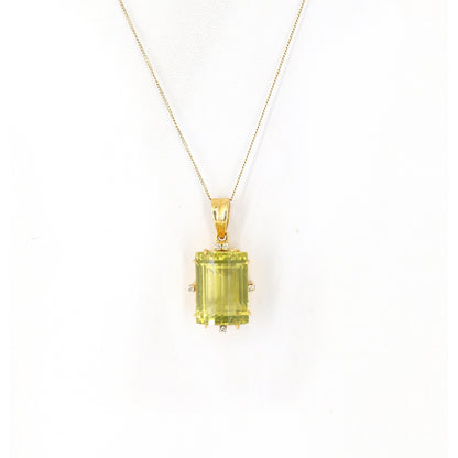Large Lemon Quartz Pendant 18K Gold