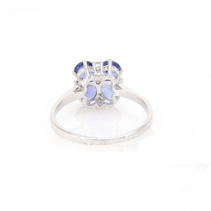 Flower Style Blue Sapphire Ring 14K Gold