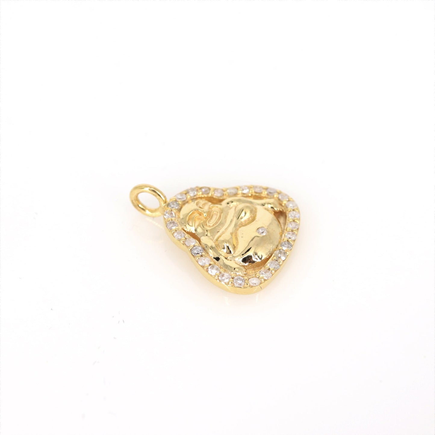 Laughing Buddha Charm Pendant 14K Gold