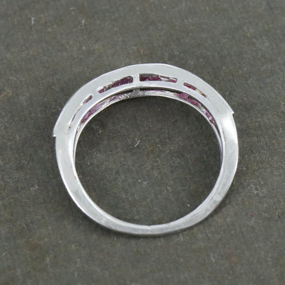 Baguette Cut Gemstone Ruby Ring Silver