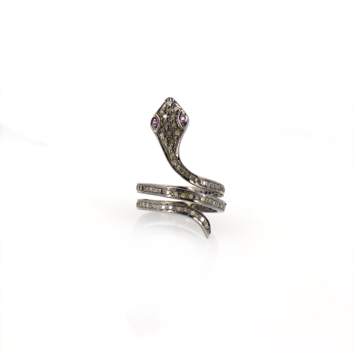 Snake Shape Pave Ring Gold