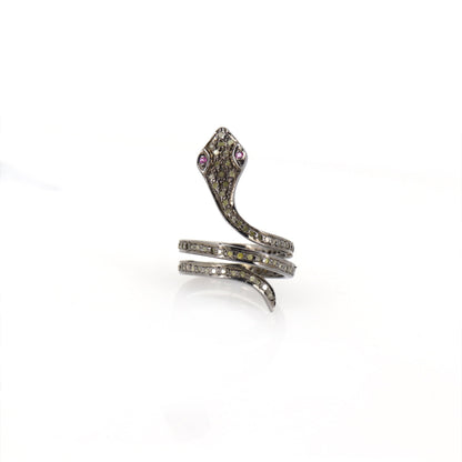 Snake Shape Pave Ring Gold