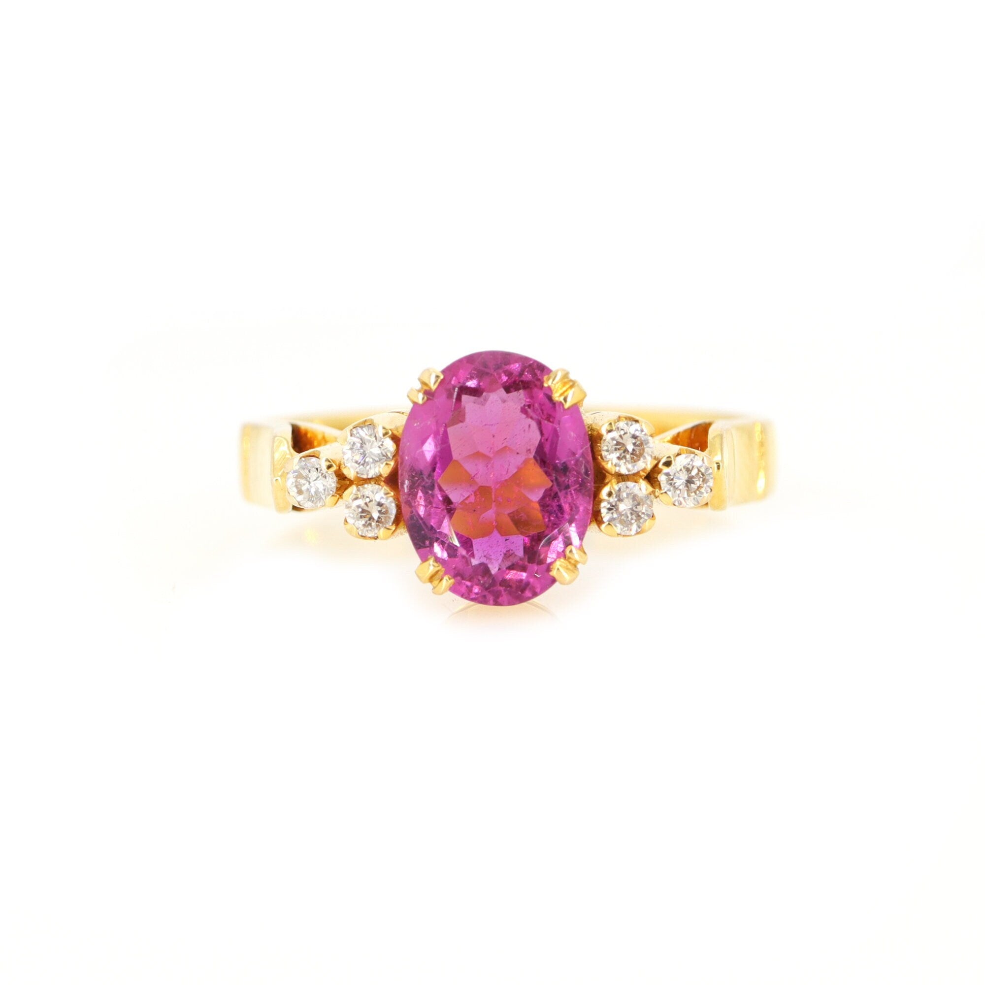 Yellow Pink Tourmaline Ring 18K Gold