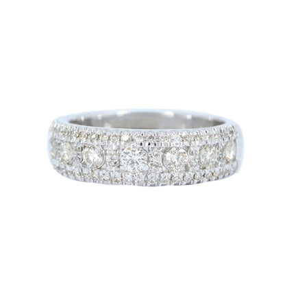Half Eternity White Band Real Ring 18K Gold