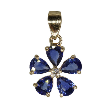 Blue Sapphire Flower Jewelry : Earring 18K Gold