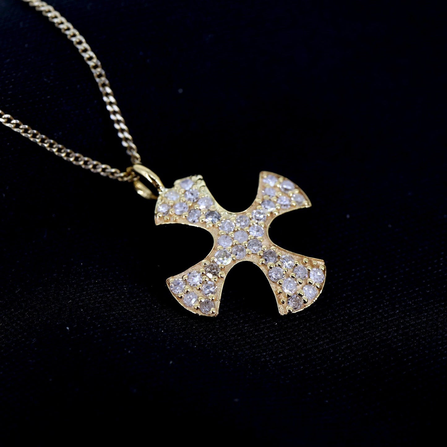 Pave Cross Charm Charm Pendant 14K Gold