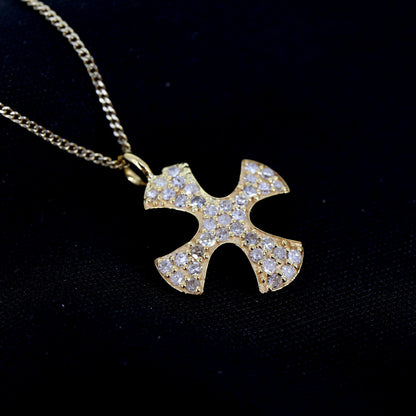 Pave Cross Charm Charm Pendant 14K Gold
