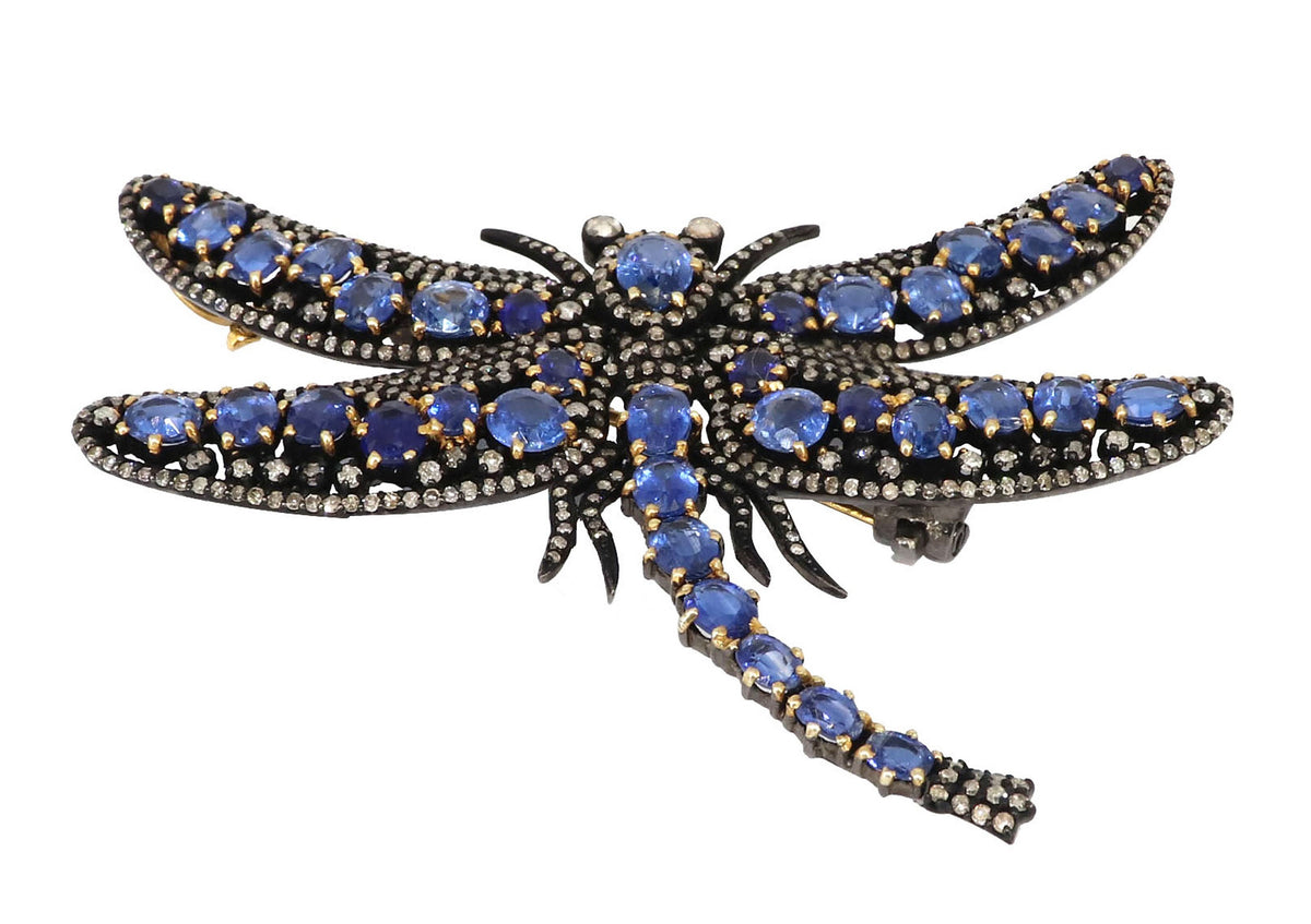 Exclusively Designed Dragon Fly Vintage Replica Brooch Cum Pendent Kynite . Gold