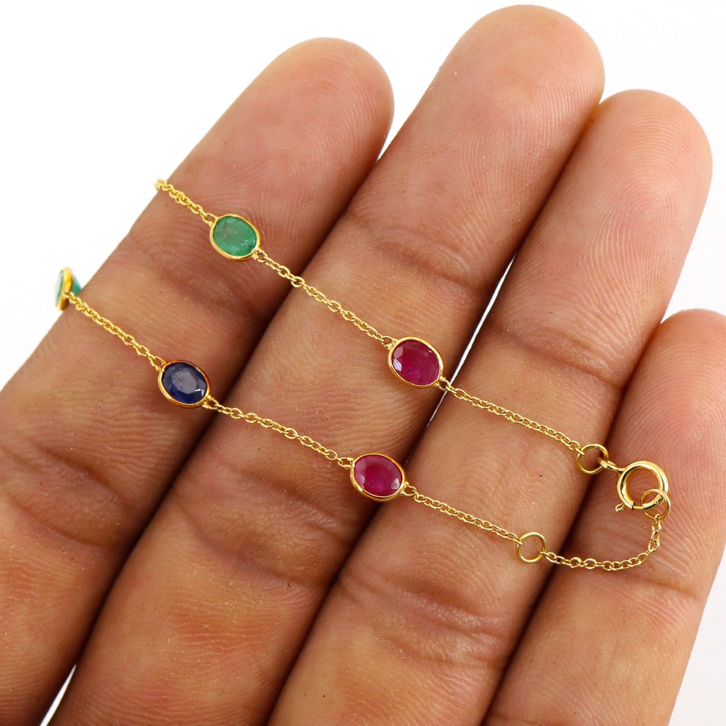 Yellow Colorful Rbe Gemstone Bracelet 18K Gold