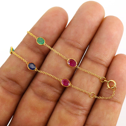 Yellow Colorful Rbe Gemstone Bracelet 18K Gold