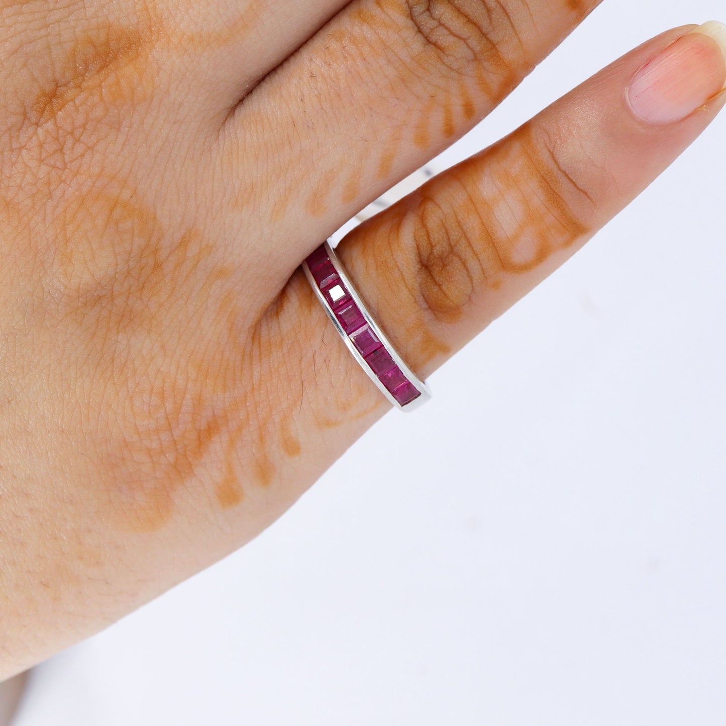 Half Eternity Wedding Band Anniversary Ring Silver