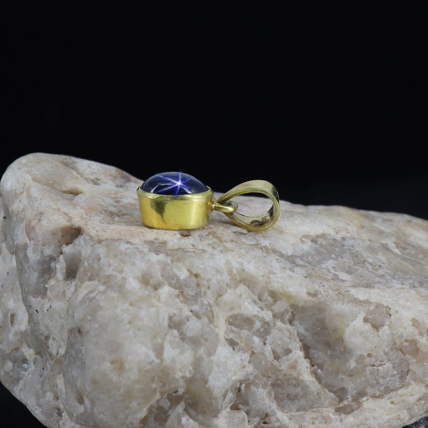 Blue Star Sapphire Pendant 14K Gold