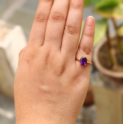 Purple Amethyst Ring 14K Gold